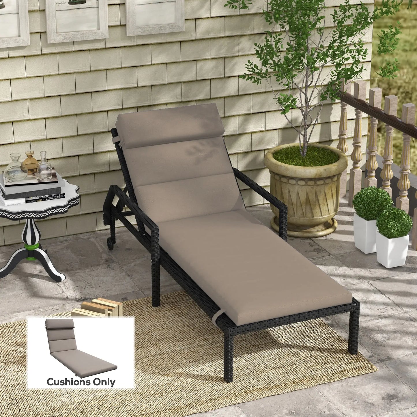 Patio Chaise Lounge Chair Cushion Replacement, Dark Grey Patio Chair Cushions at Gallery Canada