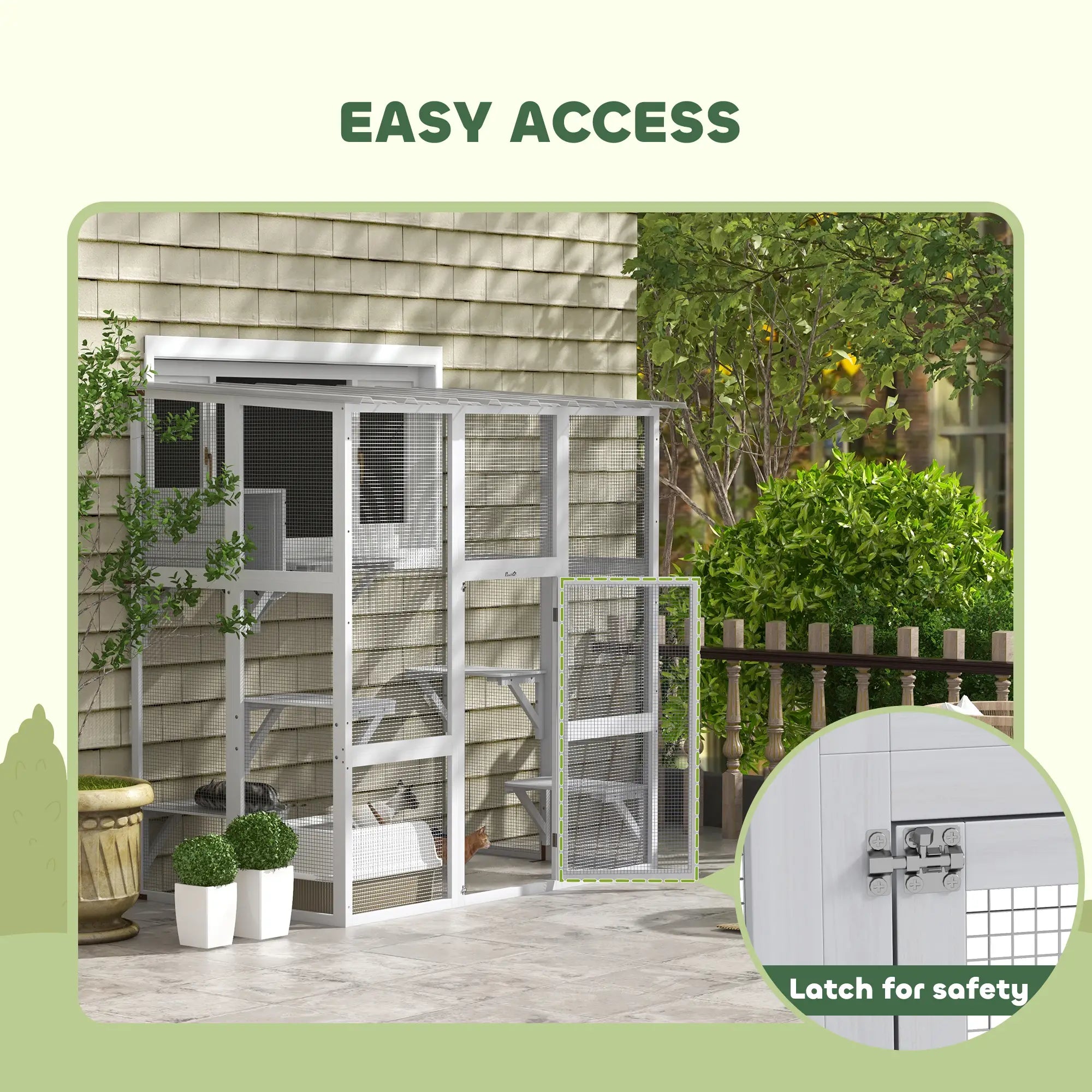 Outdoor Cat Enclosure, Window Box, Weatherproof Roof, Bridge, Resting Box, Platforms, for 2 Kittens, White Outdoor Cat Enclosures at Gallery Canada