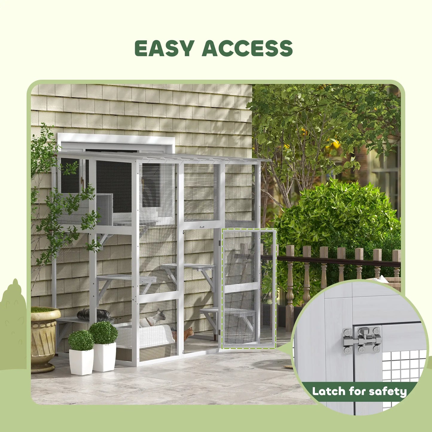 Outdoor Cat Enclosure, Window Box, Weatherproof Roof, Bridge, Resting Box, Platforms, for 2 Kittens, White Outdoor Cat Enclosures at Gallery Canada