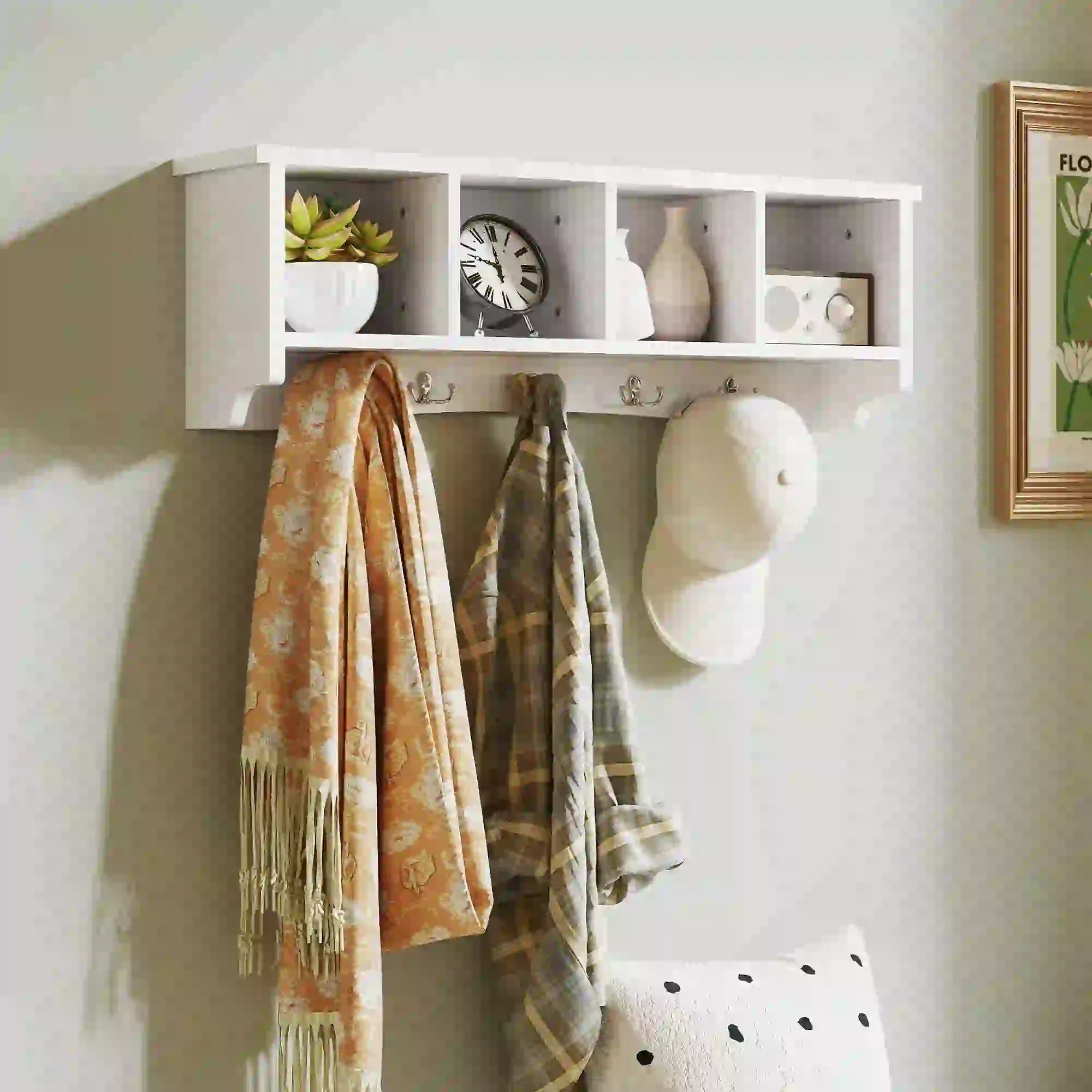Wall Mount Coat Rack with Shelf, 28