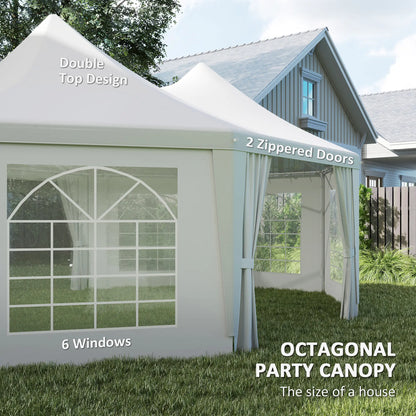 16' x 22' White High Peak Octagonal Wedding Tent, Removable Walls, White Canopy Tents at Gallery Canada