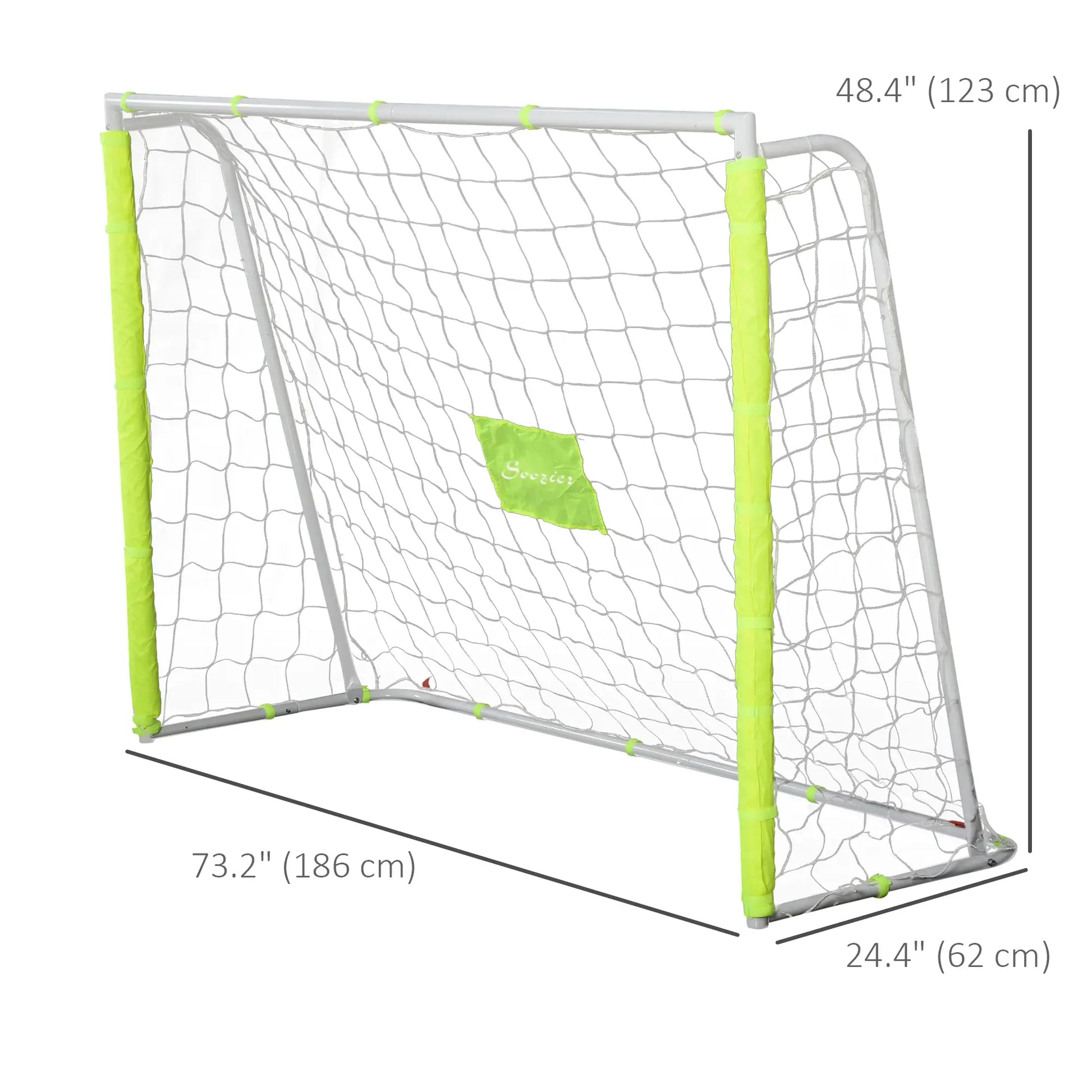 6ft x 4ft Soccer Goal Net, Metal Frame, PE Mesh, Ground Stakes, Yellow Football at Gallery Canada