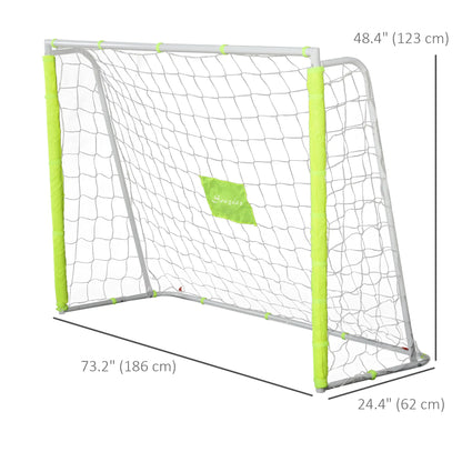 6ft x 4ft Soccer Goal Net, Metal Frame, PE Mesh, Ground Stakes, Yellow Football at Gallery Canada