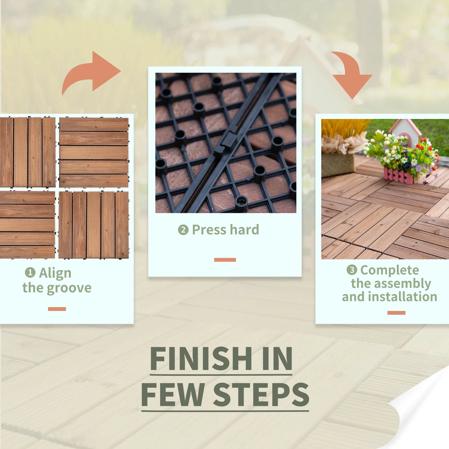 27 Pcs Wood Interlocking Deck Tiles, 12 x 12in, Tools Free Assembly, Brown Deck Tiles at Gallery Canada
