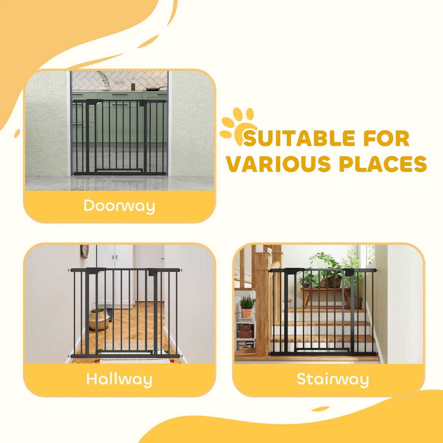 Baby Gate, Pet Safety Gate, 30"-41" Wide, Auto-Close, Black Pet Gates at Gallery Canada