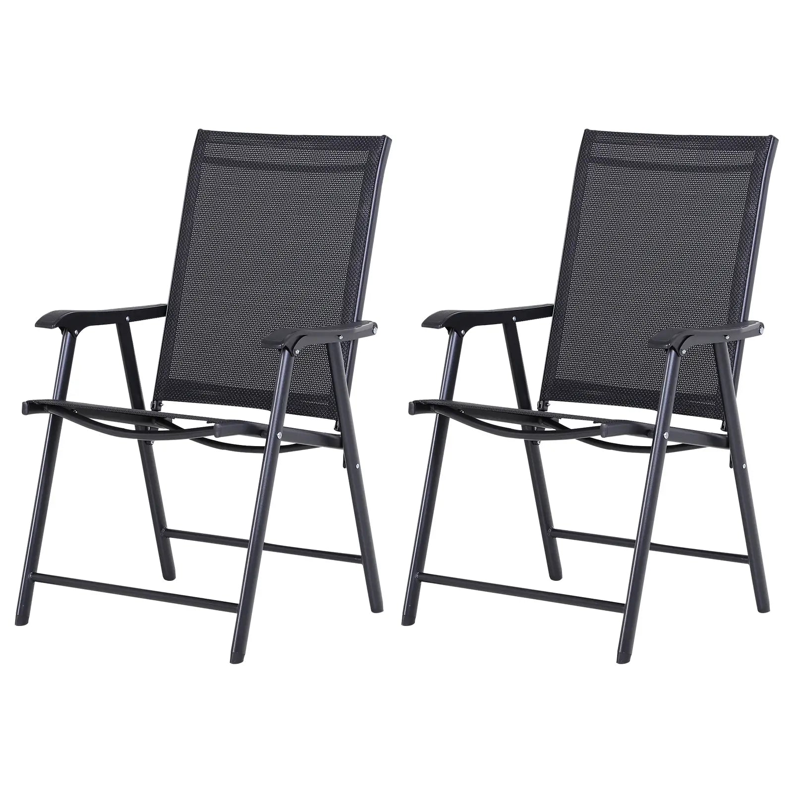 2-Piece Folding Dining Chair Set, Outdoor Furniture with Armrests, Black Patio Chairs at Gallery Canada