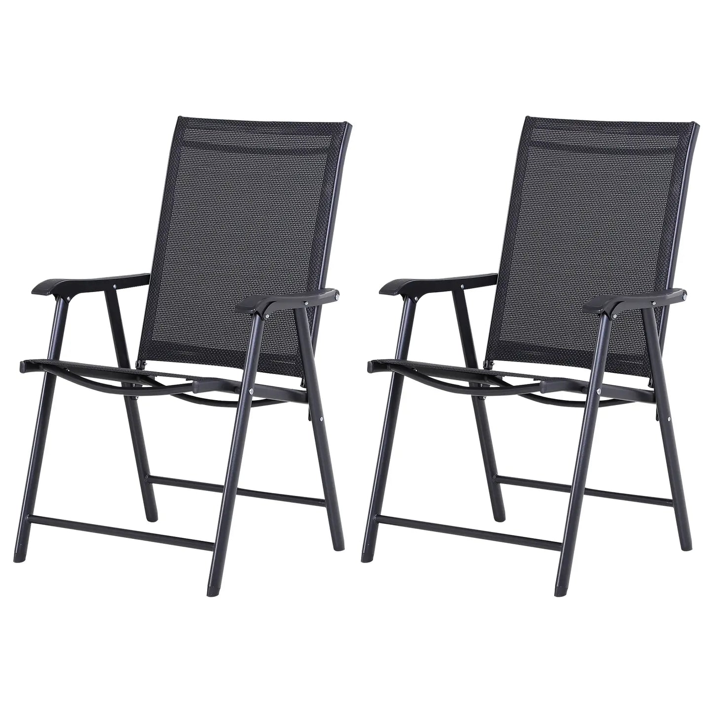 2-Piece Folding Dining Chair Set, Outdoor Furniture with Armrests, Black Patio Chairs at Gallery Canada