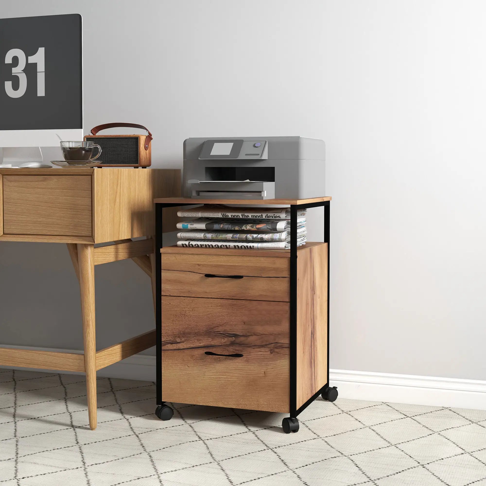 Vertical Filing Cabinet with Wheels, 26.2