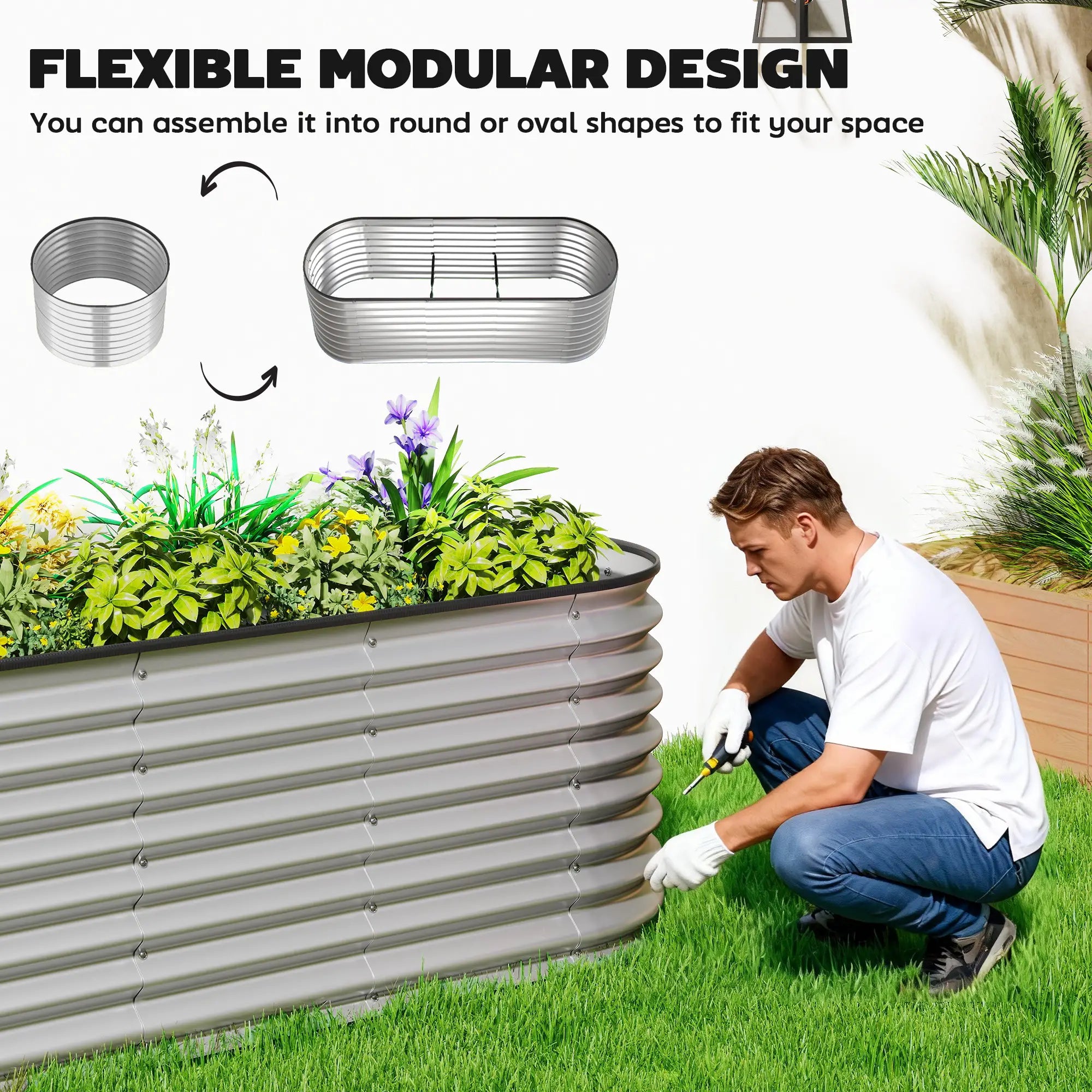 Galvanized Raised Garden Bed, 6X2X2 Ft, Silver Galvanized Planter Boxes at Gallery Canada