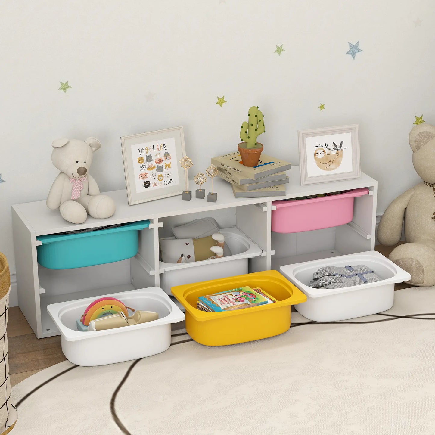 Kids Toy Storage Organizer with 6 Removable Plastic Bins Bookshelves & Bookcases at Gallery Canada