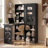 Fold-Out Computer Desk with Shelves, Bag, Wall Mount, Black