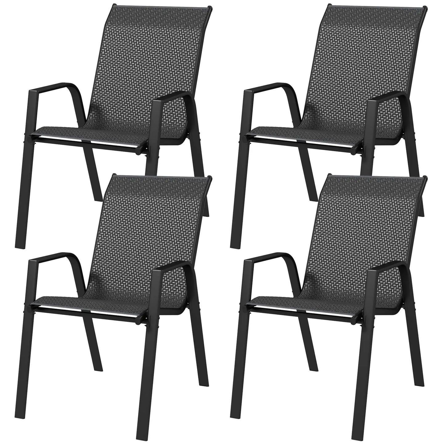 Stacking Rattan Outdoor Dining Chairs Set, 4-Piece, Grey Patio Furniture Grey at Gallery Canada