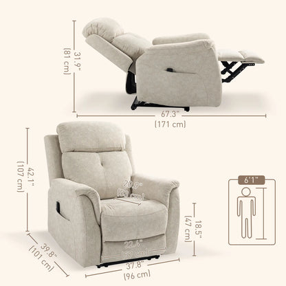 Manual Recliner Chair, Vibration Massage, Living Room, Side Pockets, Beige Single Sofas at Gallery Canada