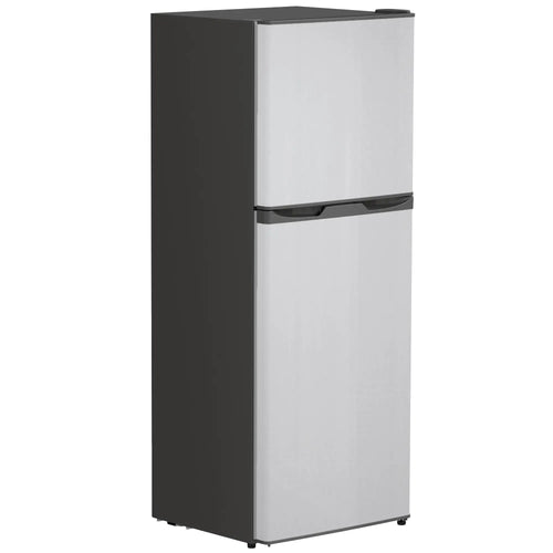 Double Door Mini Fridge with Freezer, 4.6 Cu.Ft, Silver