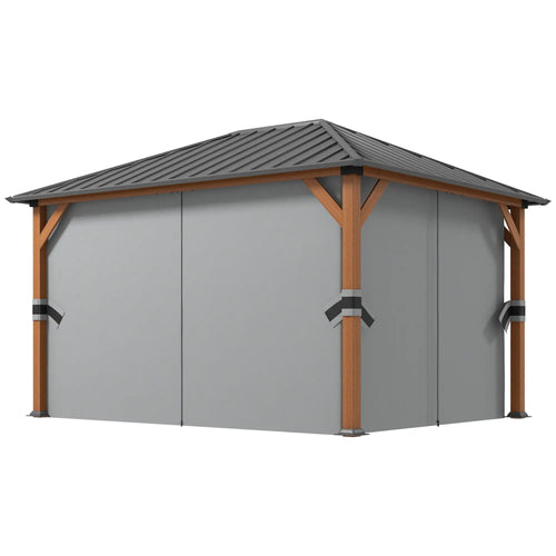 13' x 10' Hardtop Gazebo, Netting Sidewalls, Galvanized Steel, Garden Canopy