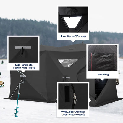5-8 Person Pop-Up Ice Fishing Shelter, Portable Tent, Black Ice Fishing Tents at Gallery Canada