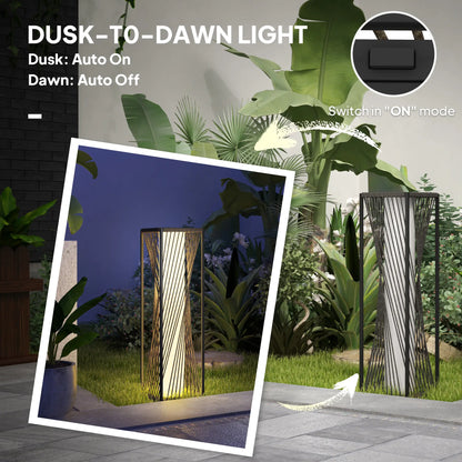 Rattan Solar Floor Lamp, Auto On/Off LED, IP44, Grey Solar Post Lamps at Gallery Canada