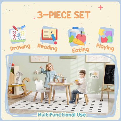Kids Table and Chair Set, 3 Pieces, Bear-Shaped Chairs, Mesh Bag Kids Table Sets at Gallery Canada