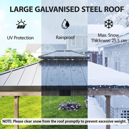12' x 14' Hardtop Gazebo, Galvanized Steel Roof, Wood Frame, Light Walnut Gazebos at Gallery Canada