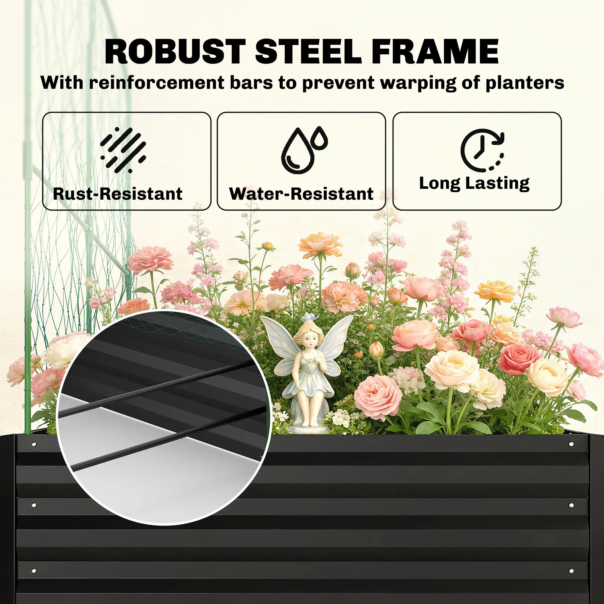 Metal Raised Garden Bed With Trellis, Galvanized Garden Kit, Black Galvanized Planter Boxes at Gallery Canada
