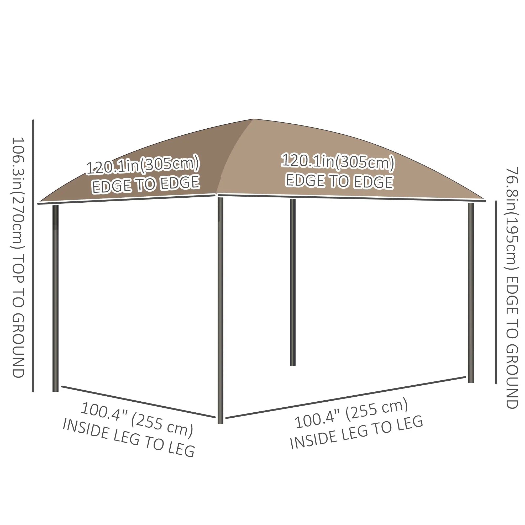 10' x 10' Outdoor Gazebo, UV60+ Polycarbonate Roof, Steel Frame, Khaki Gazebos at Gallery Canada