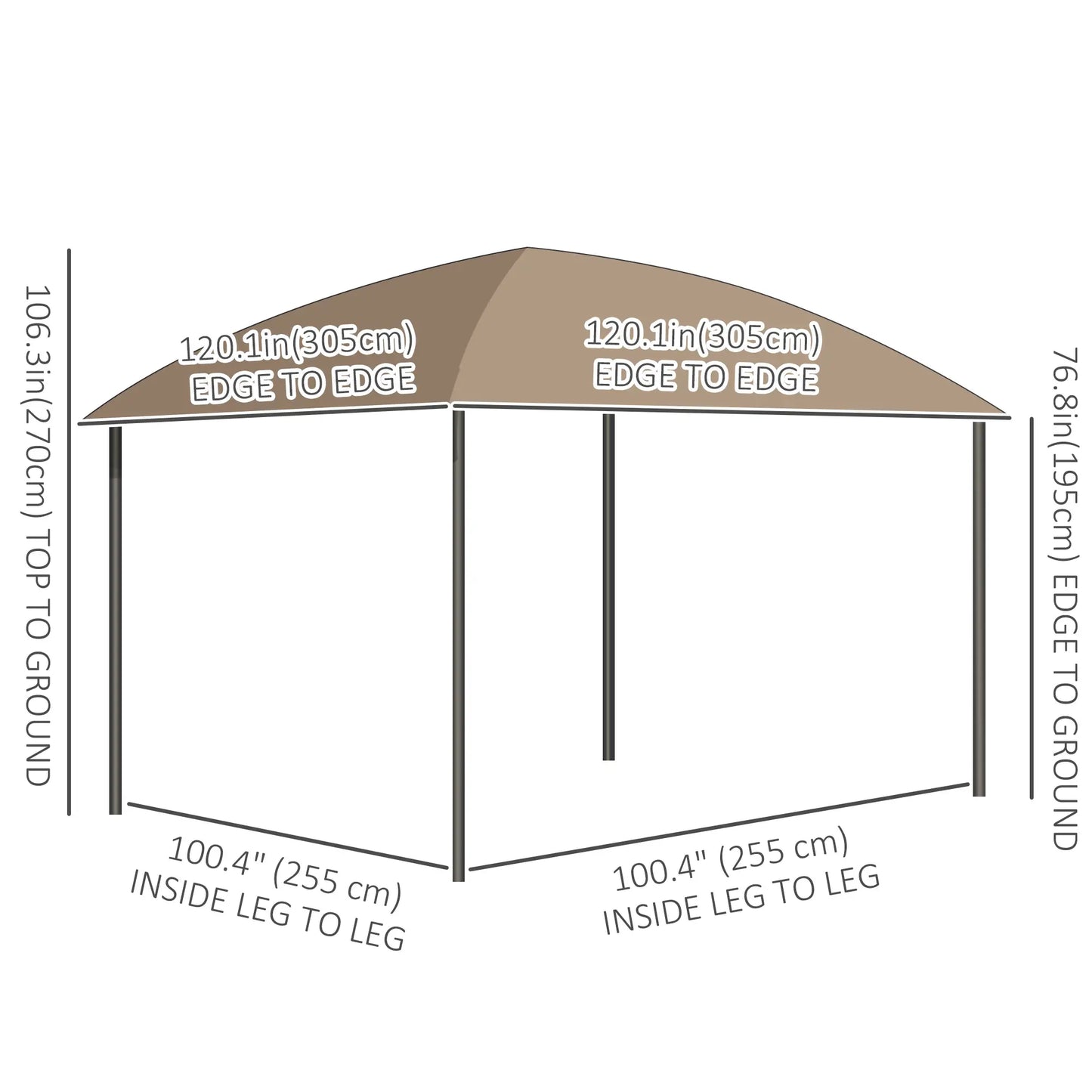 10' x 10' Outdoor Gazebo, UV60+ Polycarbonate Roof, Steel Frame, Khaki Gazebos at Gallery Canada