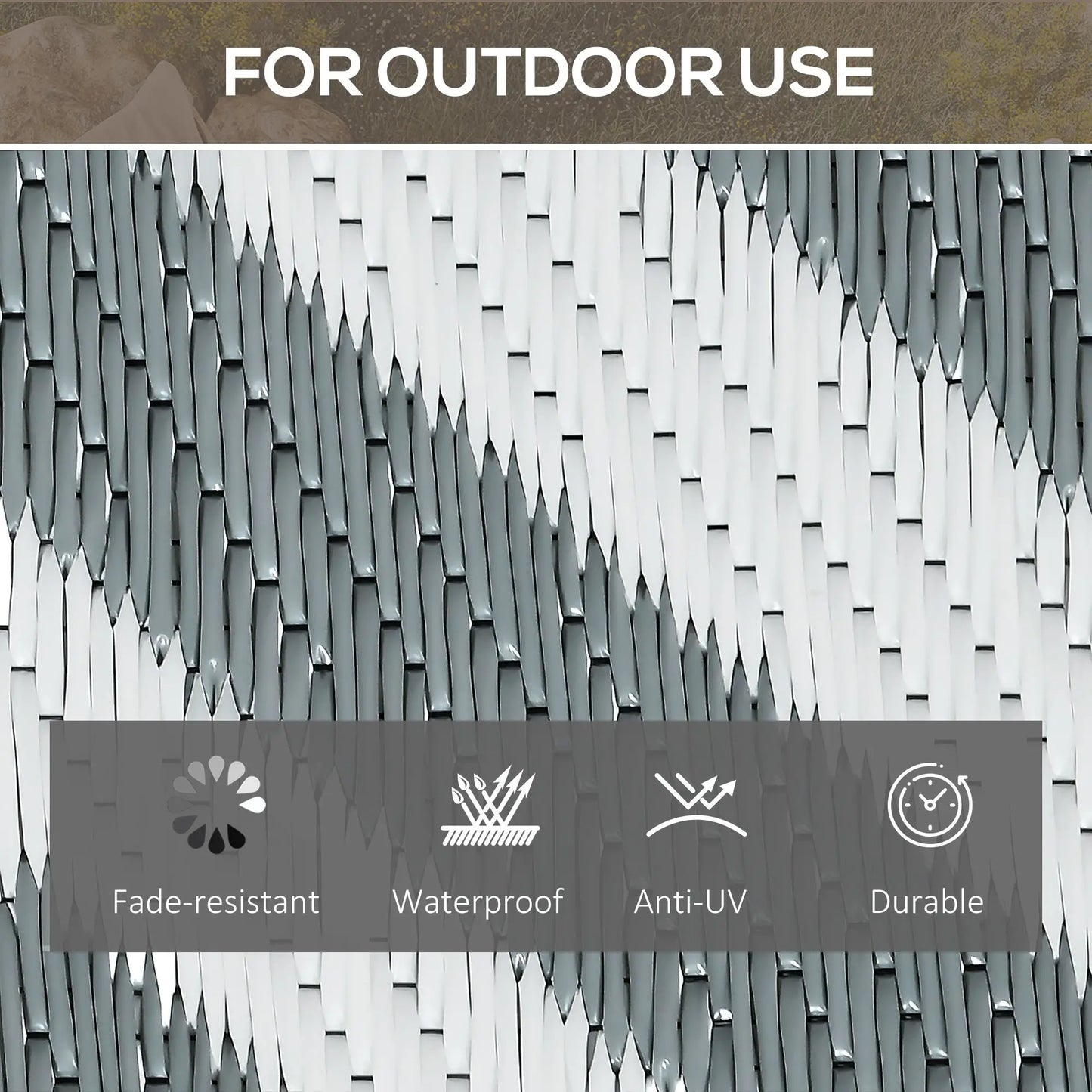 Reversible Outdoor RV Rug, Patio Floor Mat, 5' x 8', Grey & White Garden Decor at Gallery Canada