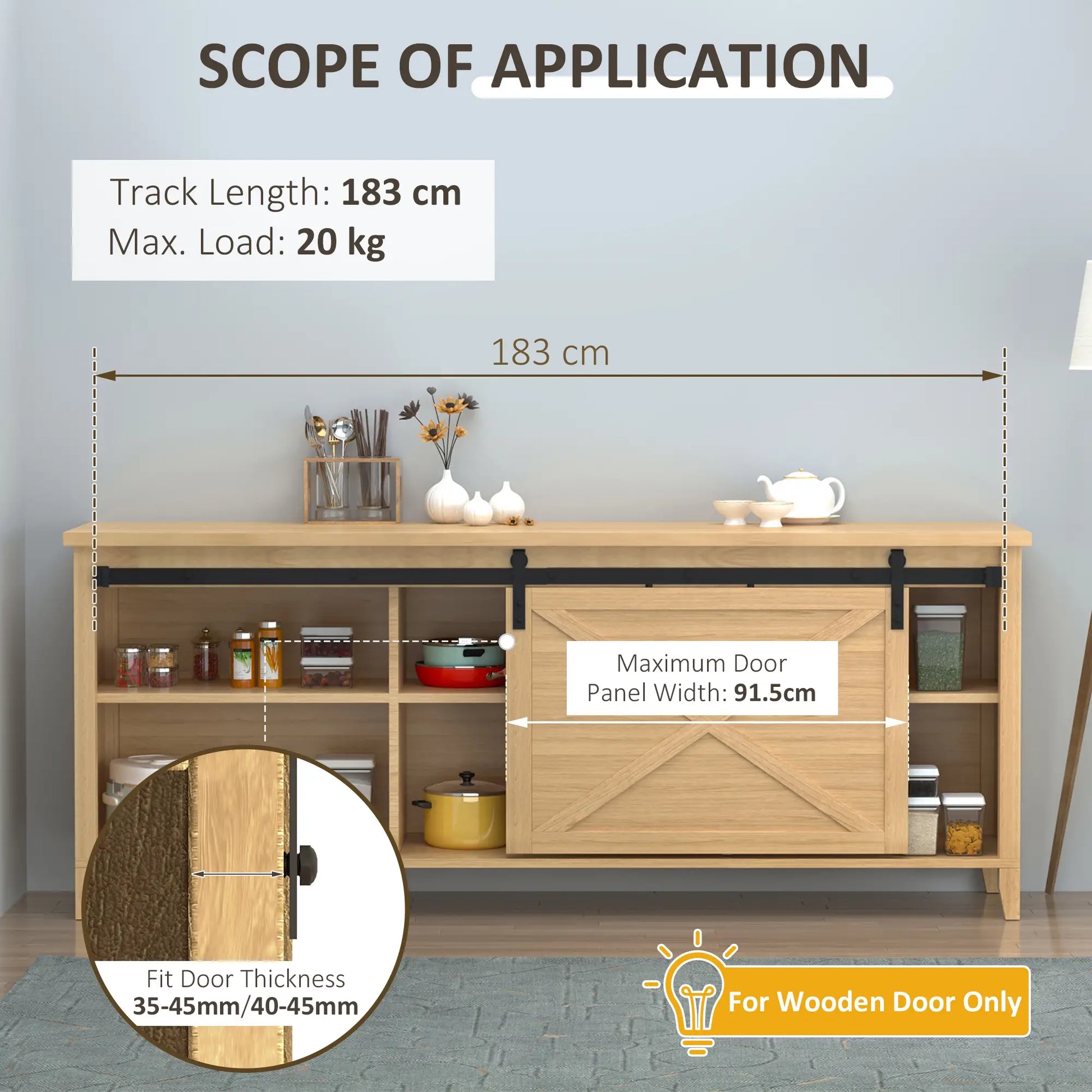 6FT Mini Barn Door Hardware Kit, 19.7" Wide Door, Black Door Hardware at Gallery Canada