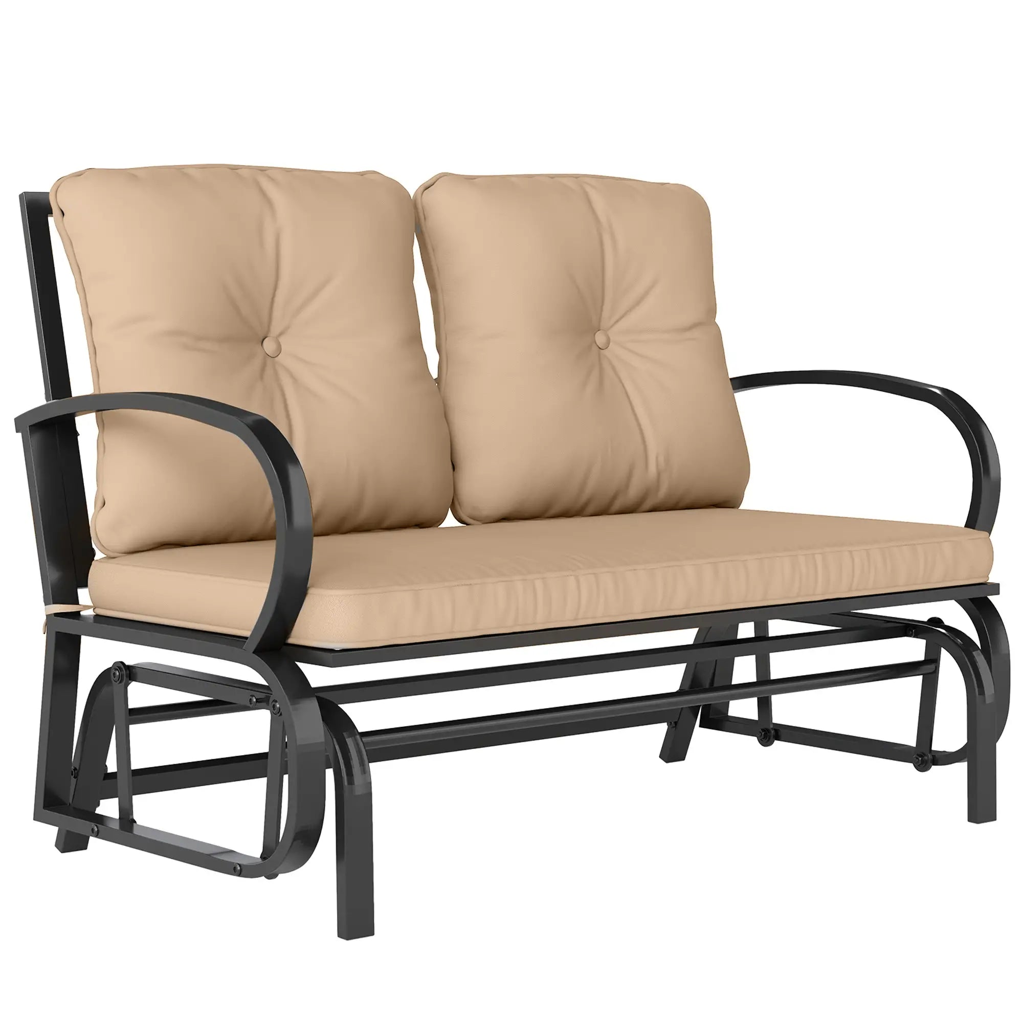 2-Person Outdoor Glider Chair, Steel Frame With Cushions, Khaki Outdoor Gliders at Gallery Canada