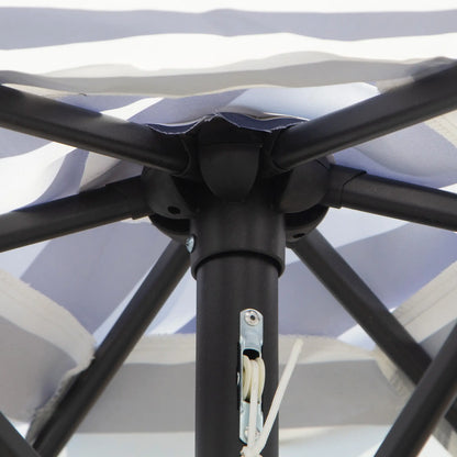 Outdoor Patio Sun Umbrella, 6 Ribs, Stripes, Blue Patio Umbrellas at Gallery Canada