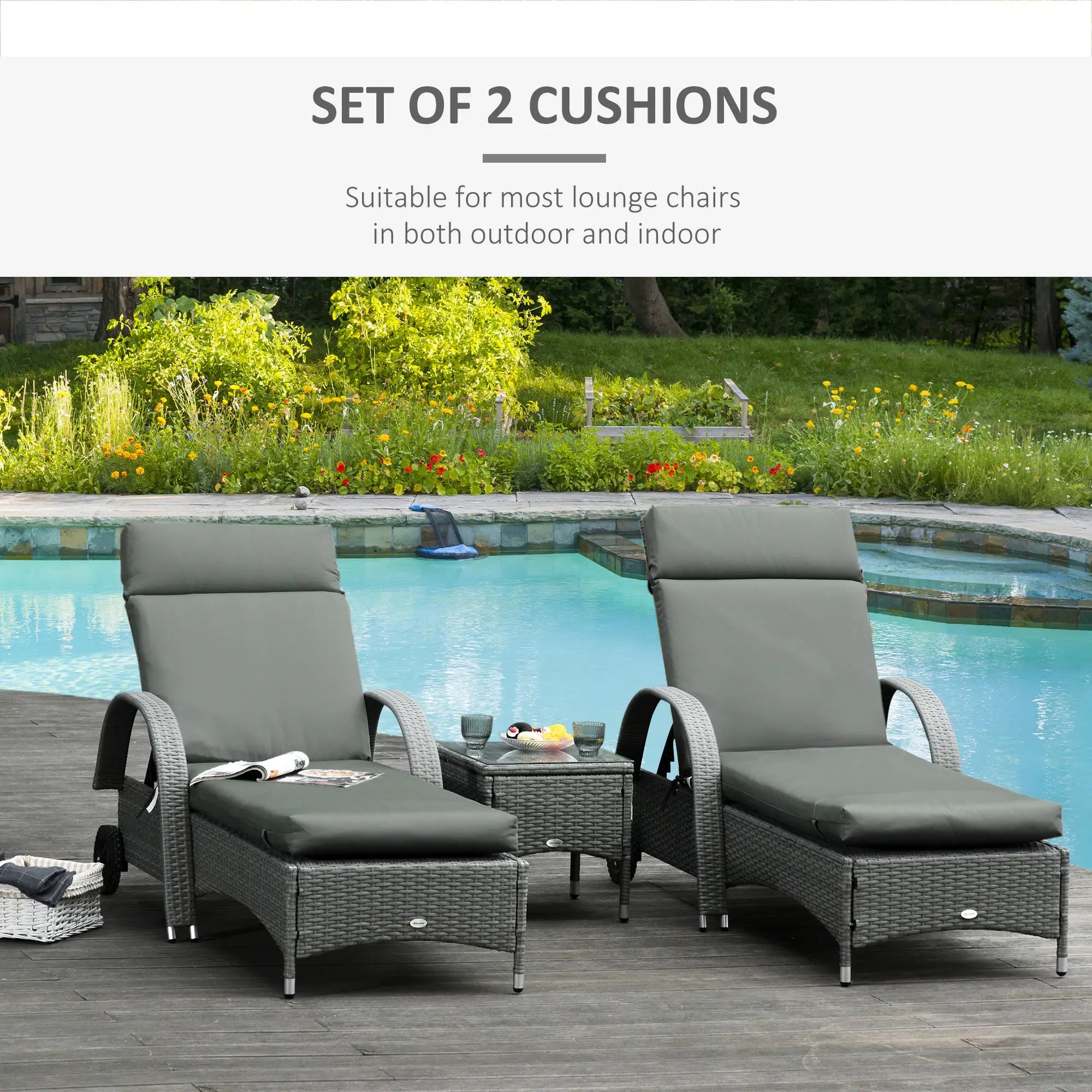 Outdoor Lounge Chair Cushion Set, 77.2