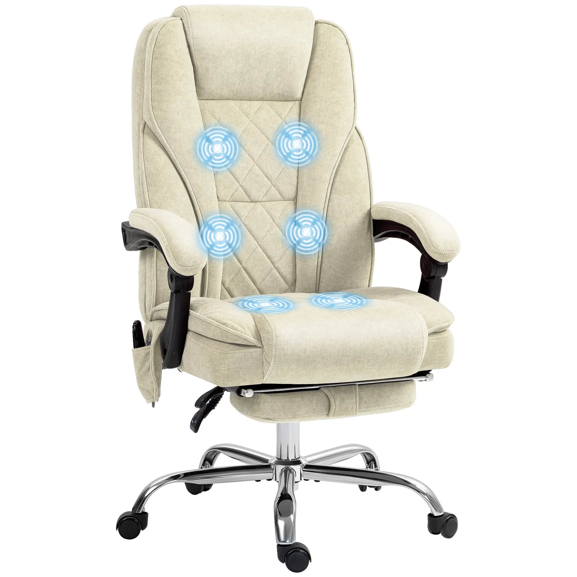 Massage Office Chair, Reclining Computer Chair, Adjustable Height, Footrest, Beige Massage Chairs at Gallery Canada