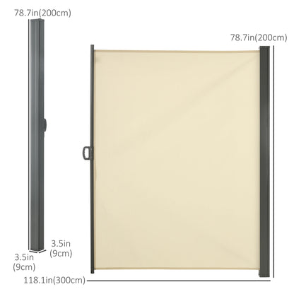 118" x 79" Retractable Patio Awning, UV Wind Resistant, Cream White Side Awnings at Gallery Canada