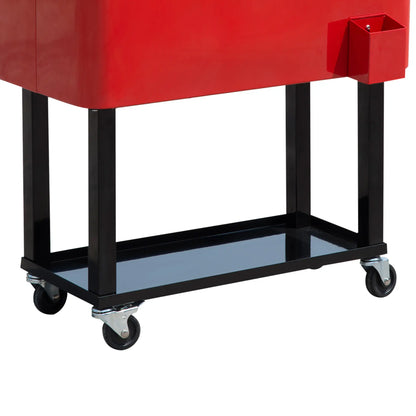 80 Quart Rolling Cooler Cart, Portable Ice Bin, Outdoor Party, Red Cooler Boxes at Gallery Canada