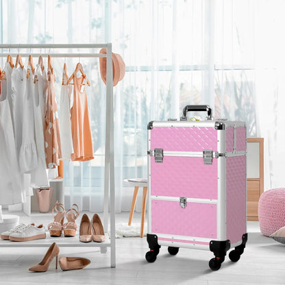 Portable Aluminum Makeup Train Case, Rolling Cosmetic Organizer, 4 Wheels, Pink Makeup Cases at Gallery Canada