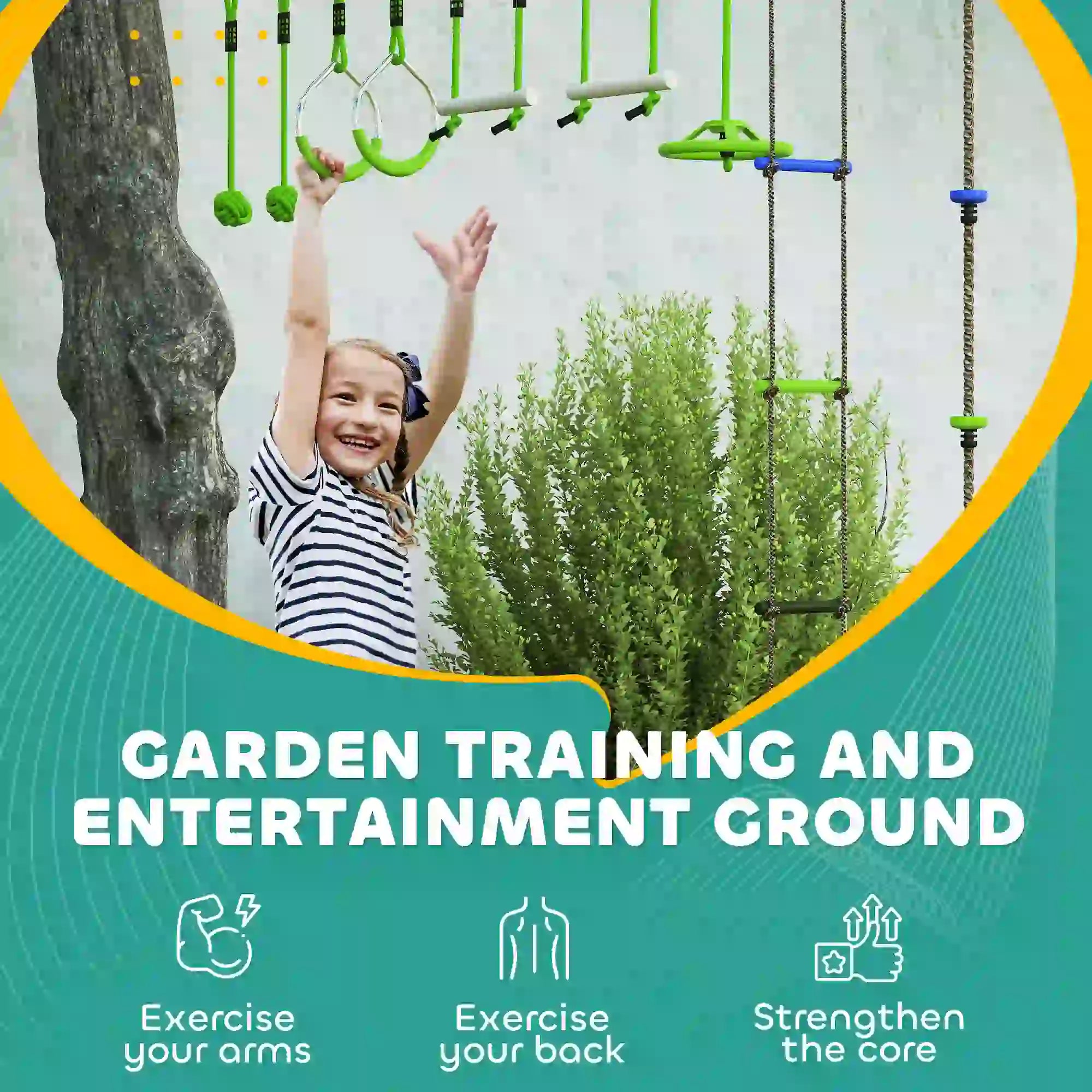 Kids Obstacle Course, 10-Piece Slackline Kit With Monkey Bars Gym Sets & Swings at Gallery Canada