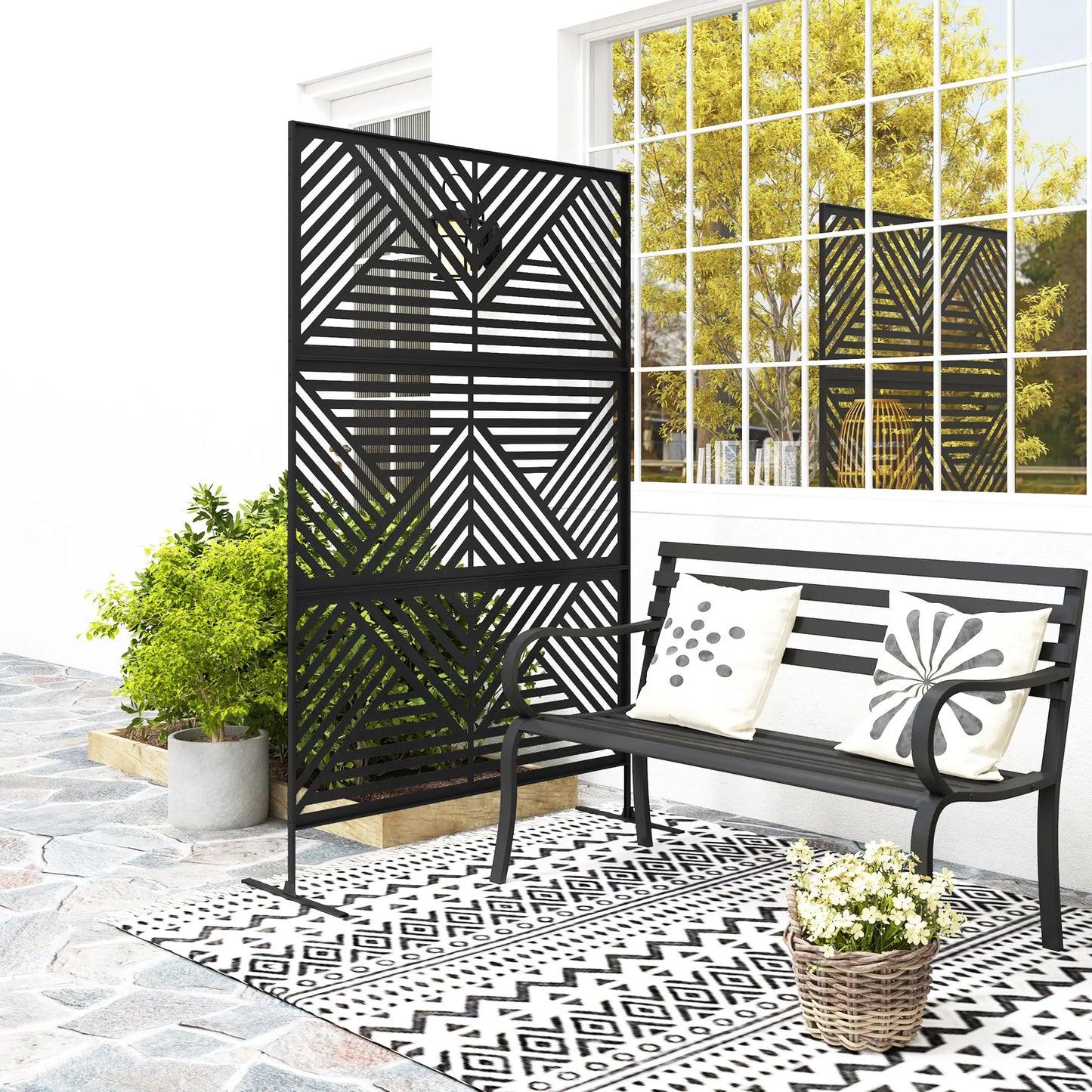 Metal Outdoor Privacy Screen, 78" x 48", Black Side Awnings at Gallery Canada