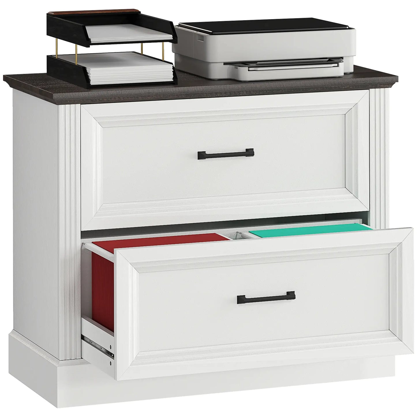 Lateral Filing Cabinet, Farmhouse, 2 Silent Drawers, Letter A4 Legal, White Office Cabinets & Cupboards at Gallery Canada
