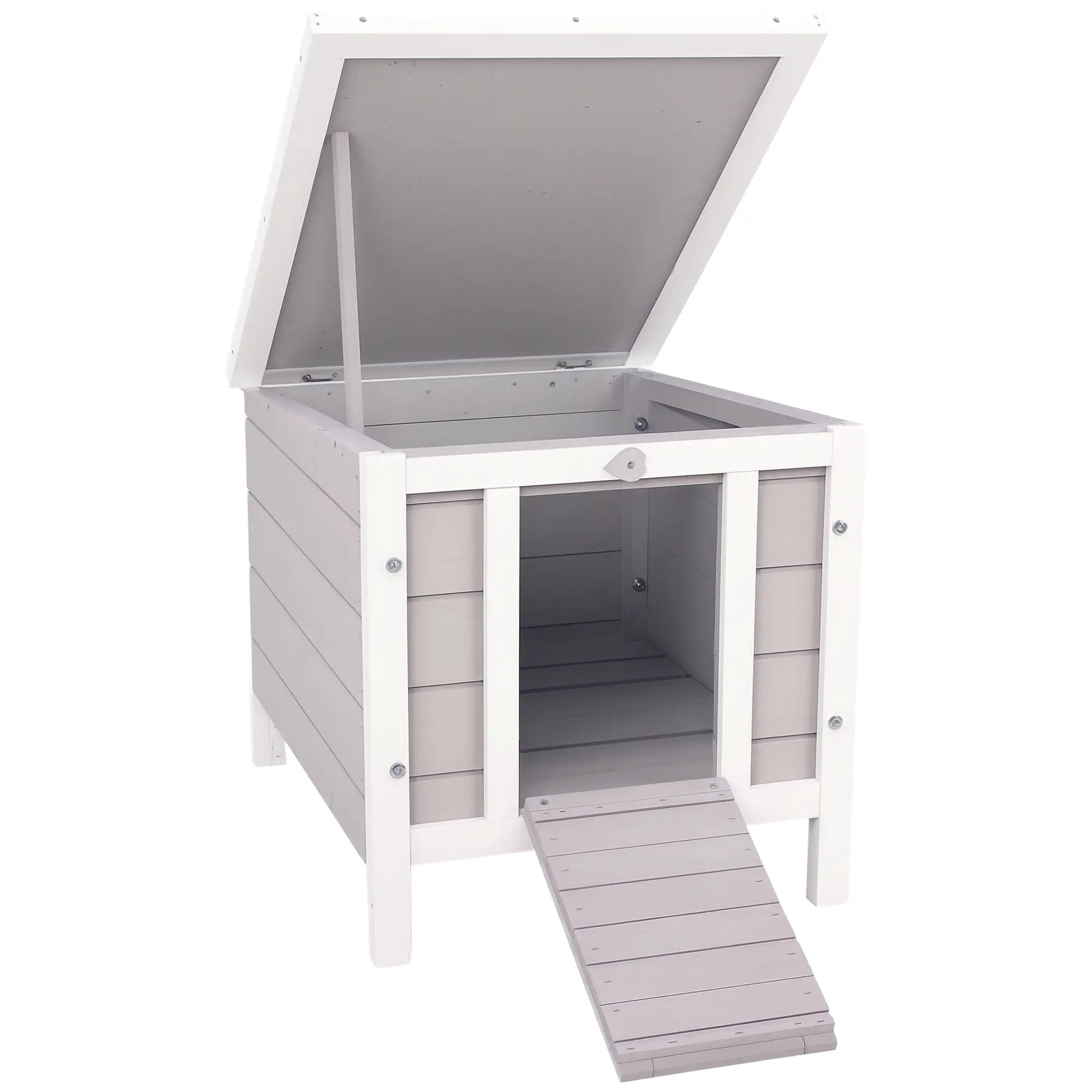 Wooden Rabbit Hutch, Bunny Cage, Outdoor Cat House, 20"x16.5"x17", Grey Rabbit Hutch Grey at Gallery Canada