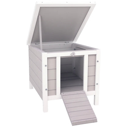 Wooden Rabbit Hutch, Bunny Cage, Outdoor Cat House, 20"x16.5"x17", Grey Rabbit Hutch Grey at Gallery Canada