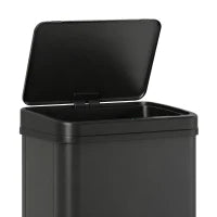 Poubelle automatique de 50 L, couvercle à fermeture douce, acier inoxydable, noir