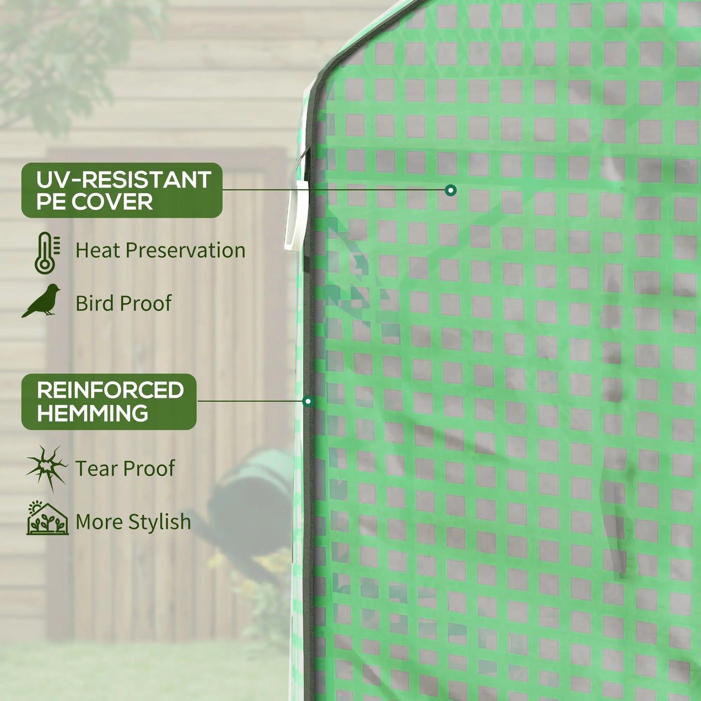 Walk-in Greenhouse, 3 Tier, Roll-up Door, Mesh Windows, 140 x 213 x 190 cm, Green