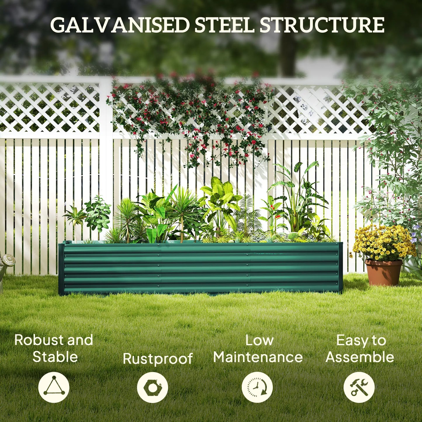 8 x 1.3 x 1.5ft Galvanized Raised Garden Bed, Green Galvanized Planter Boxes at Gallery Canada