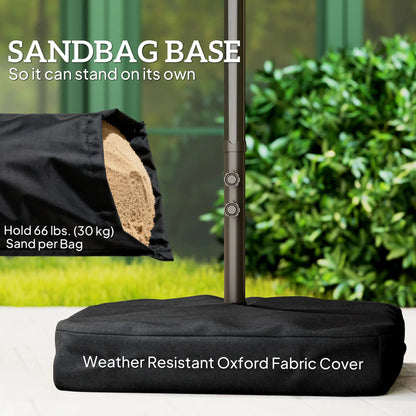 15' Outdoor Patio Umbrella, Twin Canopy Sunshade, Steel, Lift Crank, Khaki Sun Umbrellas at Gallery Canada