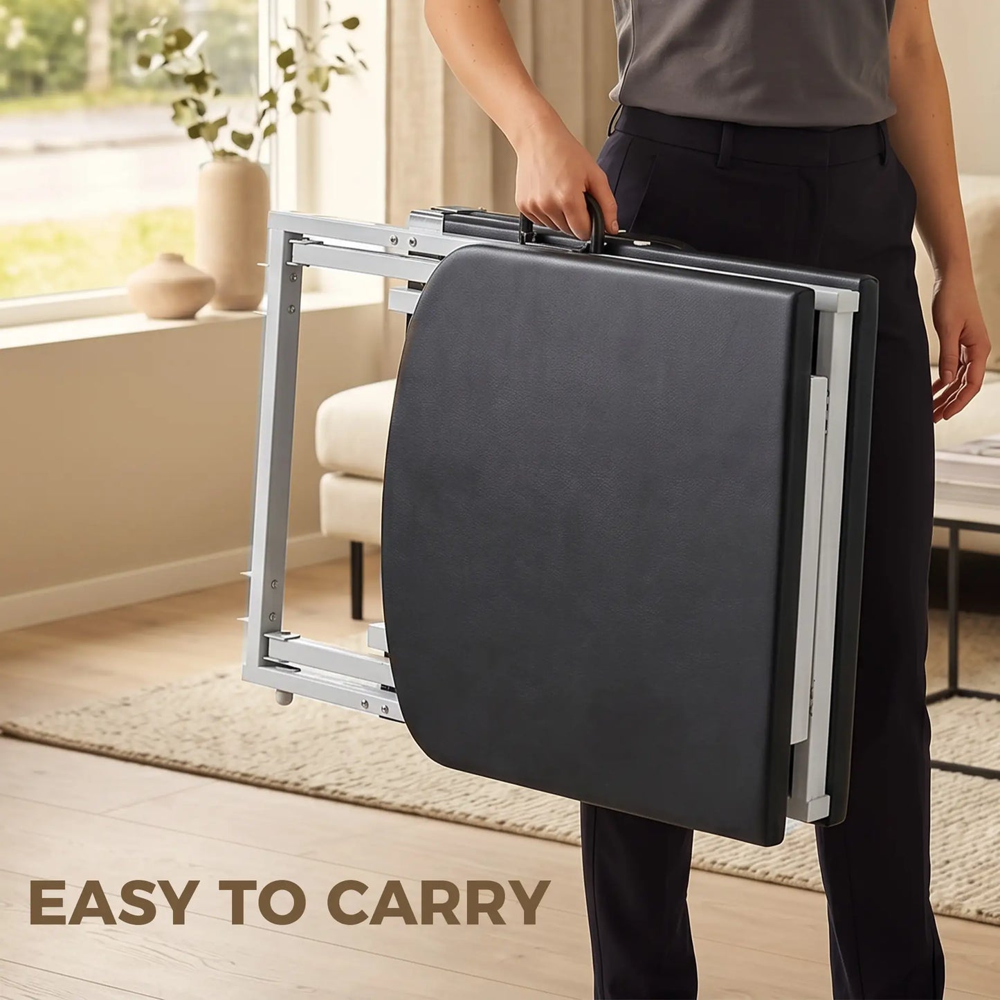 Table de massage pliante portable, noire
