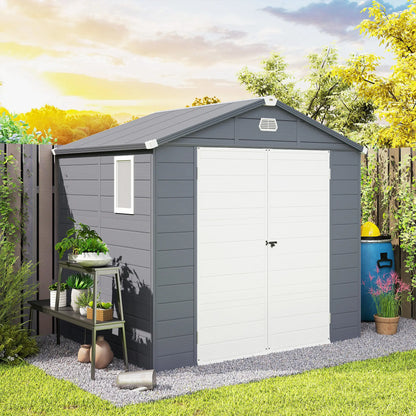 Small Garden Shed, Latch Door, Vents, Sloped Roof, 8x6, Light Grey Sheds at Gallery Canada