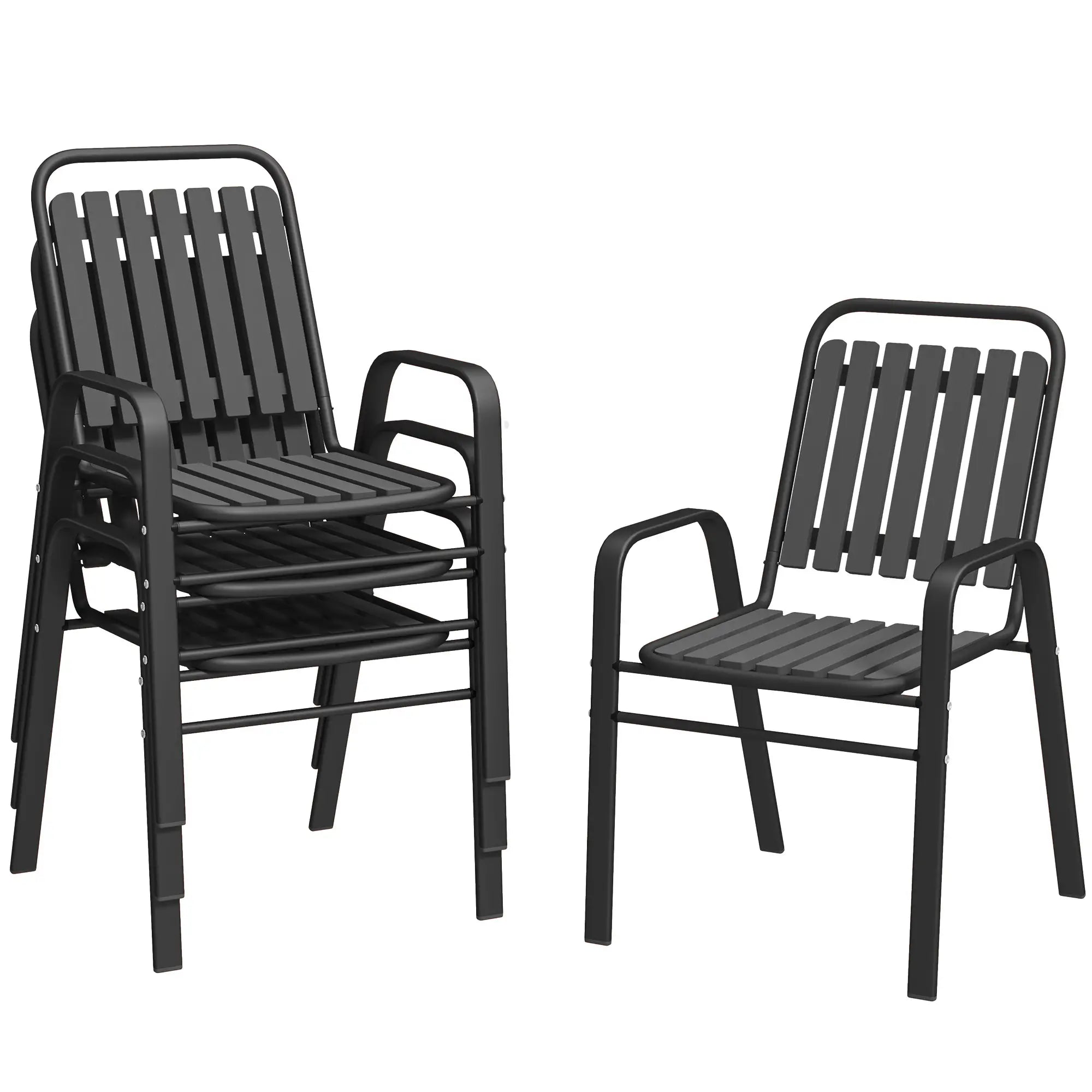 Stackable Outdoor Dining Chairs, Set of 4, Patio, Balcony, Black Patio Chairs at Gallery Canada