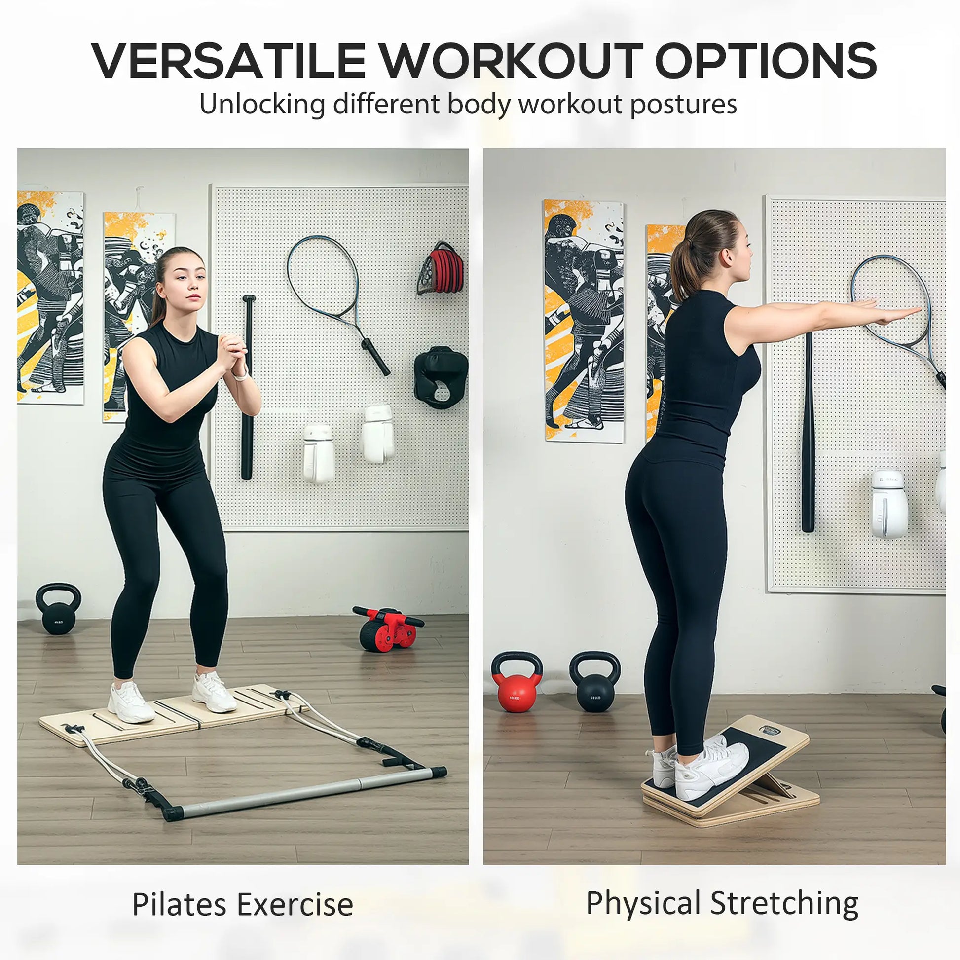 Pilates Bar Kit, Resistance Bands, Foldable Calf Stretch Board, Grey More-Strength Training Equipment at Gallery Canada