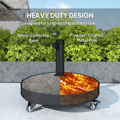 Round Umbrella Base With Wheels, Cement-Filled 55 Lbs, Black Umbrella Bases at Gallery Canada
