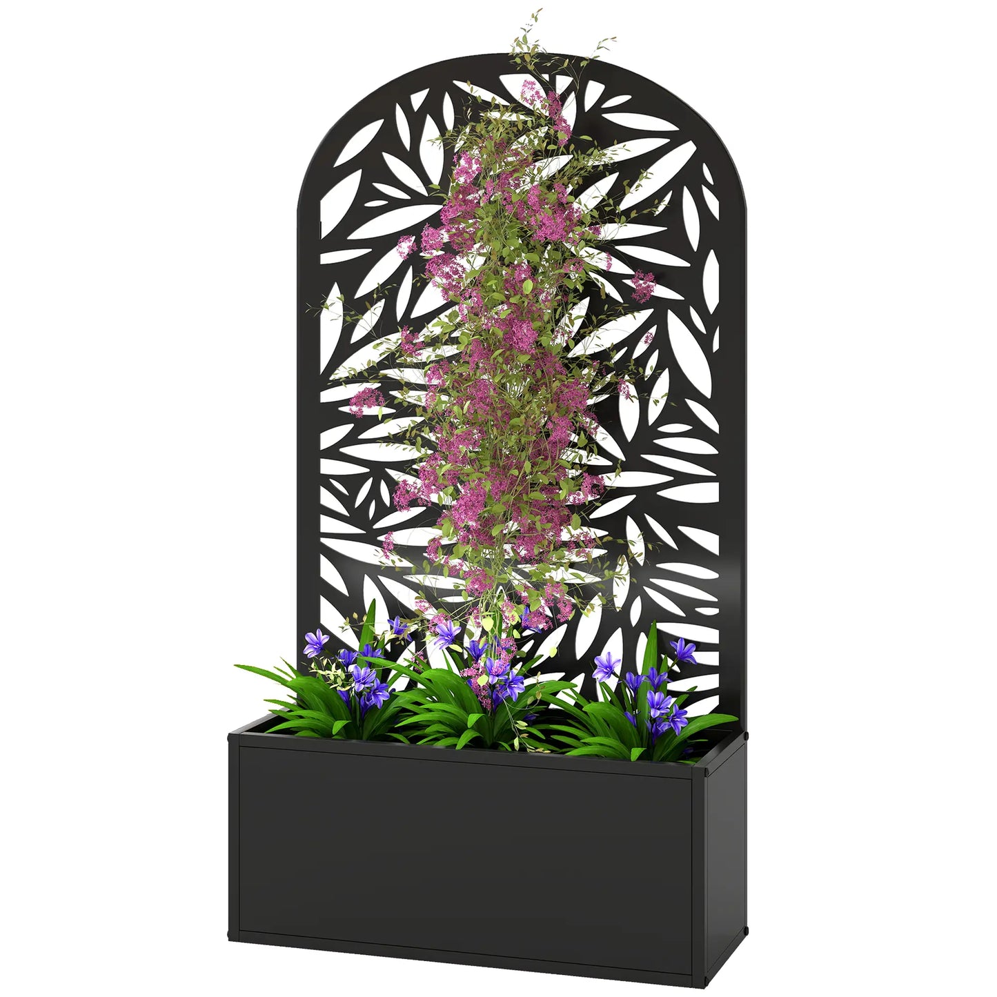 Metal Garden Bed with Trellis for Climbing Plants Galvanized Planter Boxes Black at Gallery Canada